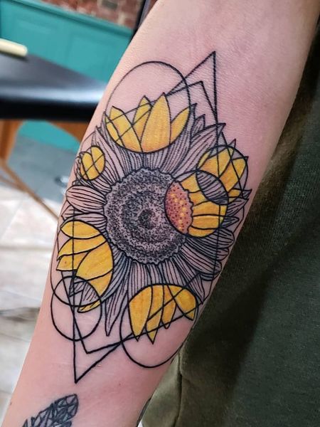 Geometric Sunflower Tattoo