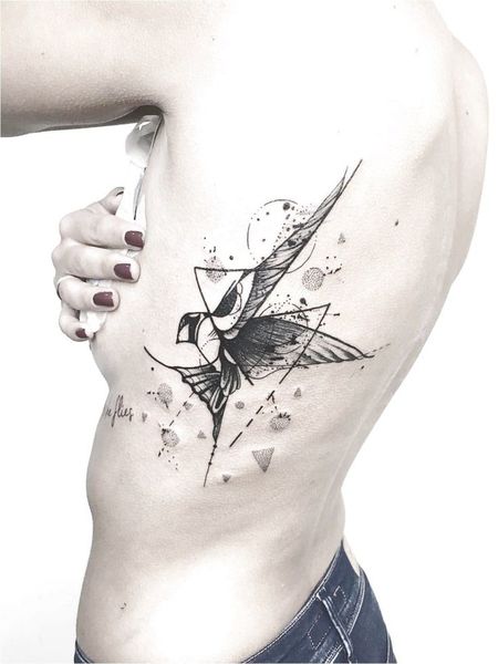 Geometric Swallow Tattoo
