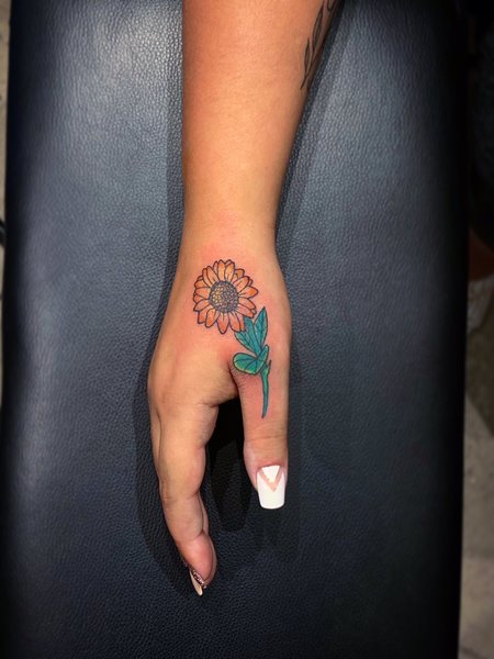 Hand Sunflower Tattoo