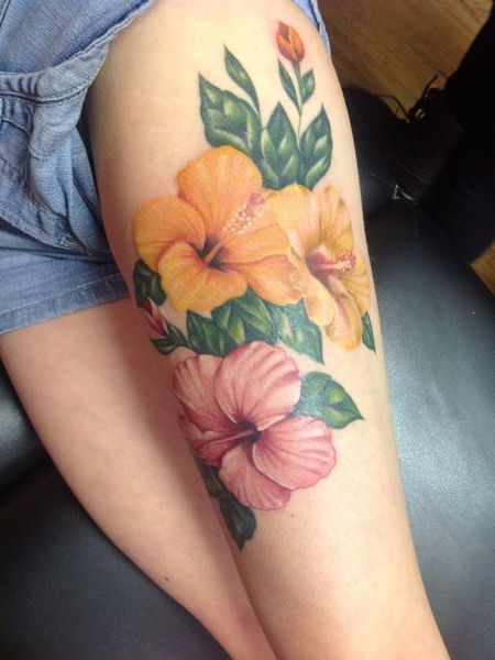 Hibiscus Leg Tattoo
