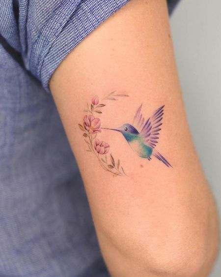 Hummingbird Elbow Tattoos