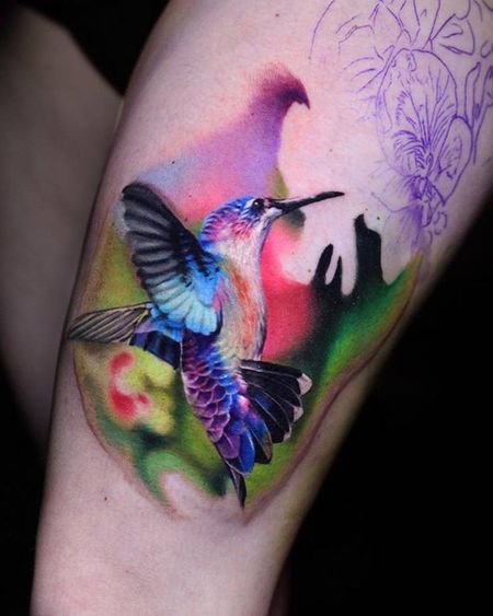 Hummingbird Knee Tattoos