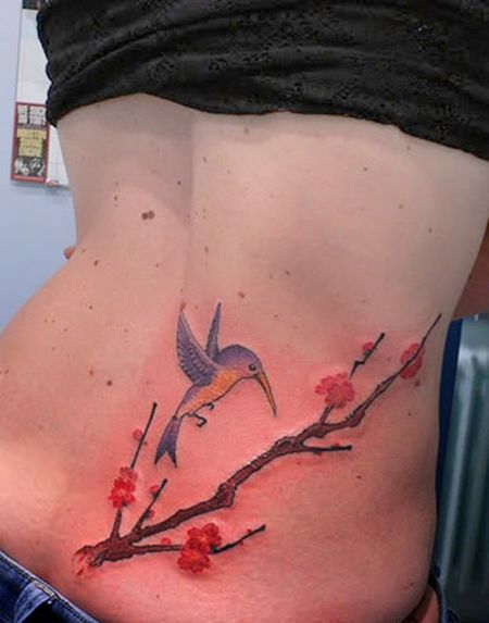 Hummingbird Lower Back Tattoos