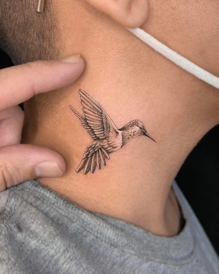 Hummingbird Neck Tattoos