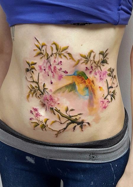 Hummingbird Stomach Tattoos