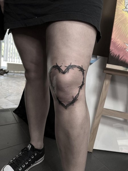 Knee Heart Tattoo