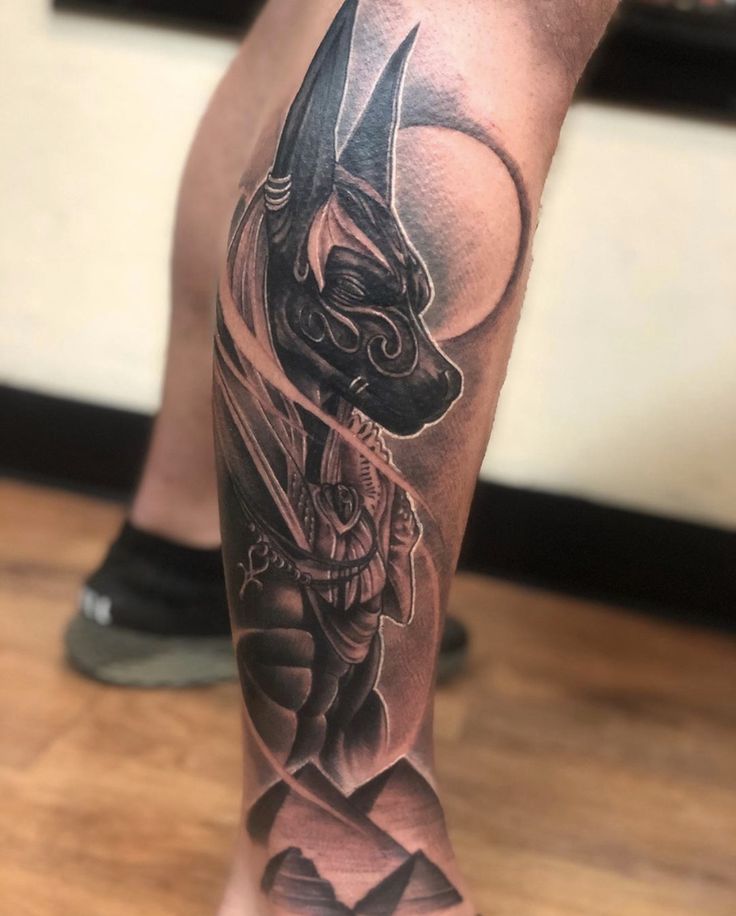 Leg Anubis Tattoo
