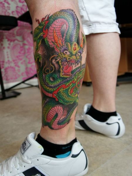 Leg Dragon Tattoo