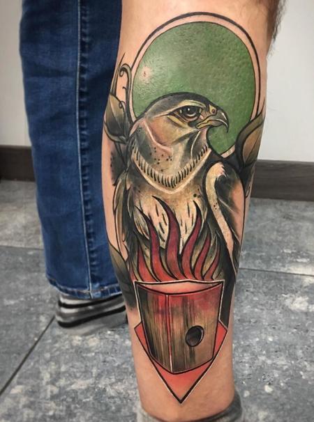 Leg Hawk Tattoos