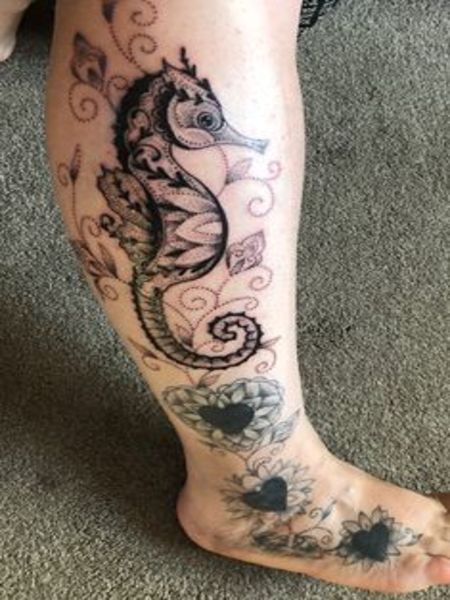 Leg Seahorse Tattoo