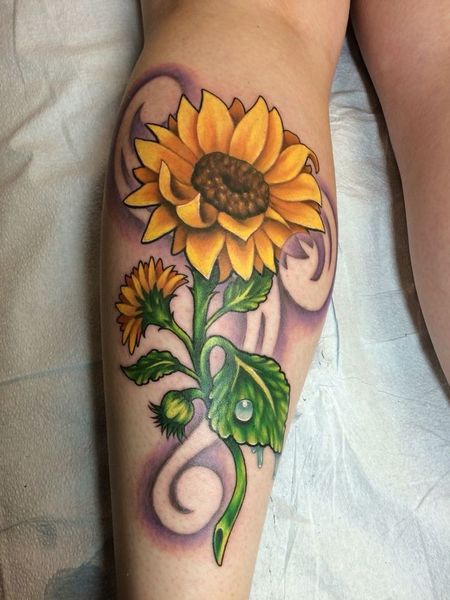 Leg Sunflower Tattoo