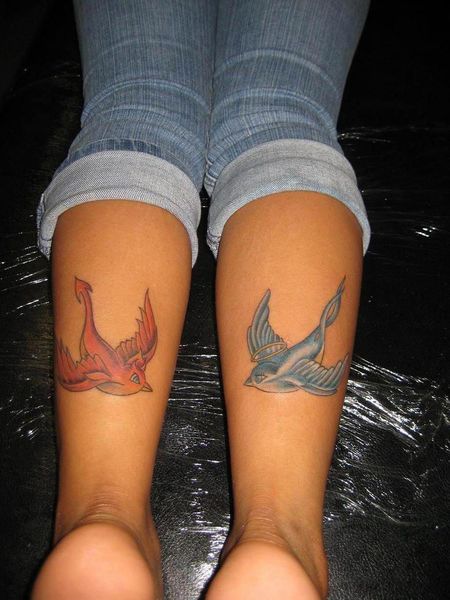 Leg Swallow Tattoo