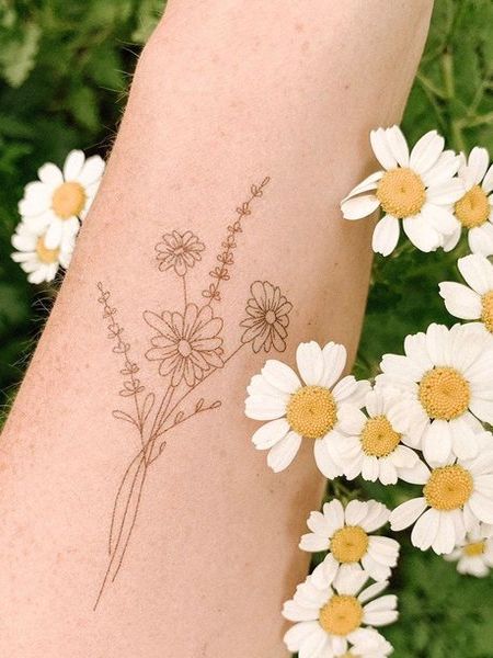 Line Daisy Tattoo