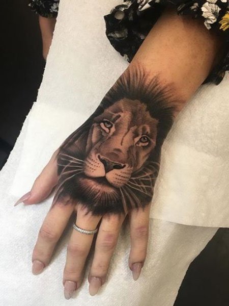 Lion Hand Tattoos For Women