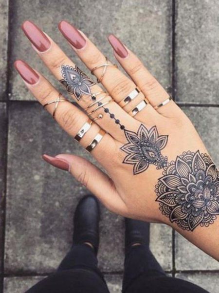 Lotus Flower Hand Tattoos For Women