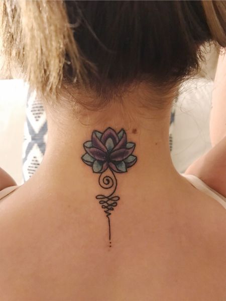 Lotus Flower Neck Tattoo