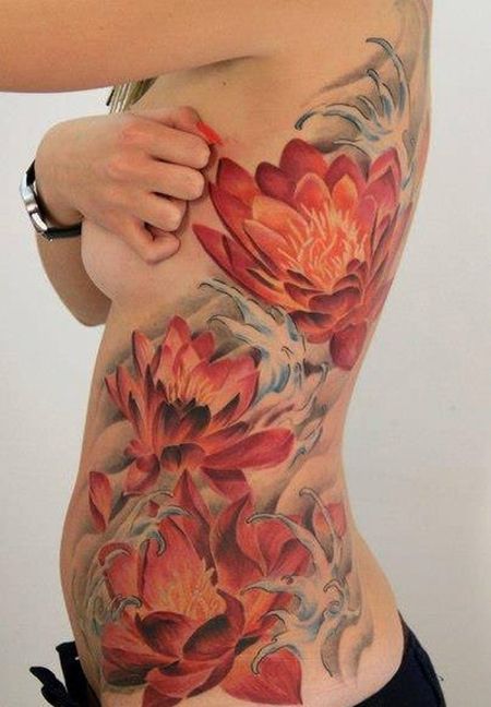 Lotus Flower Rib Tattoo