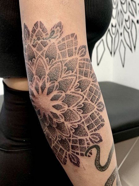 Mandala Elbow Tattoo