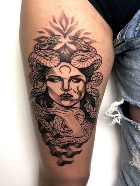 Medusa Leg Tattoo