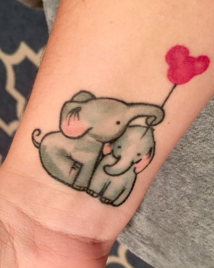 Mom and Baby Elephant Tattoo