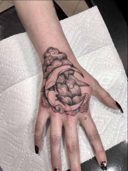 Moon Hand Tattoos For Women