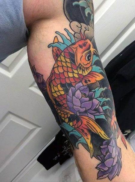 Multicolor Bicep Tattoos