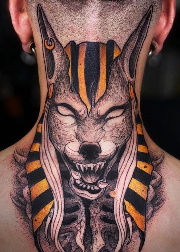 Neck Anubis Tattoo