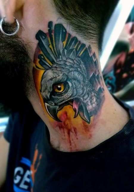 Neck Hawk Tattoos