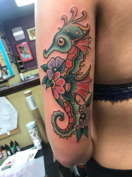 Neo Traditional Seahorse Tattoo