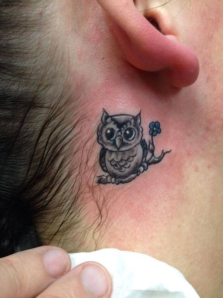 Owl Neck Tattoo