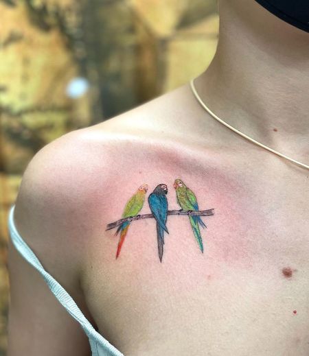 Parrot Collarbone Tattoos
