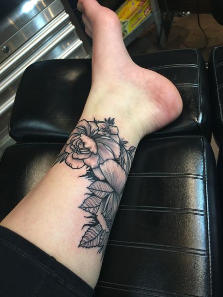 Peony Ankle Tattoos