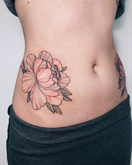 Peony Belly Tattoos