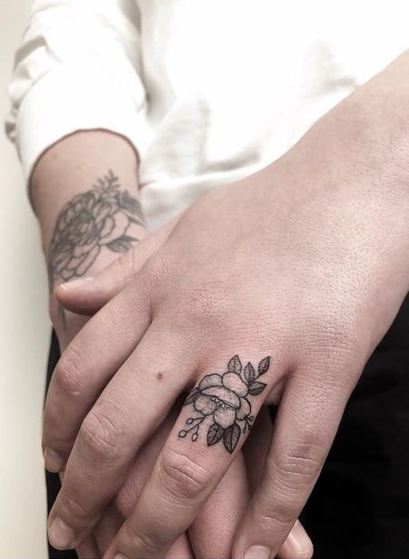 Peony Finger Tattoos