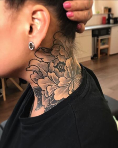 Peony Neck Tattoos