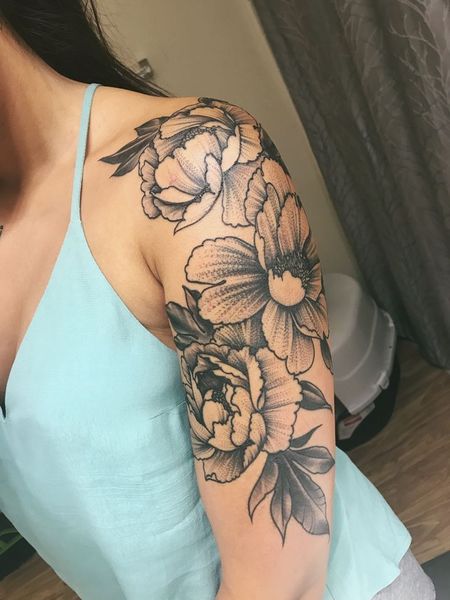 Peony Sleeve Tattoos