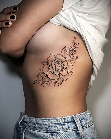 Peony Underboob Tattoos