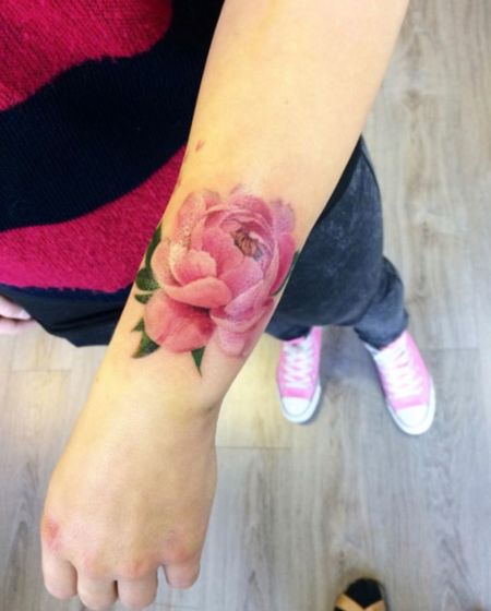 Peony Wrist Tattoos