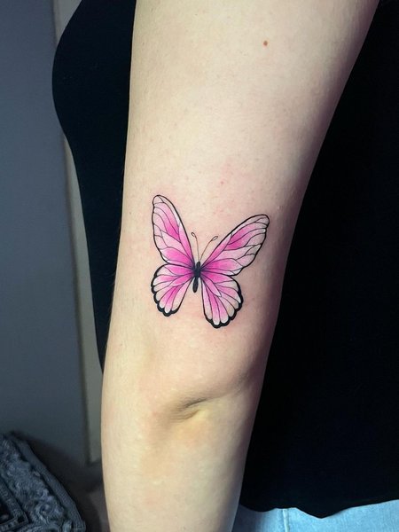 Pink Butterfly Tattoo