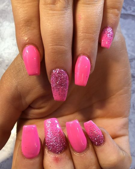 Pink Nails With Glitter