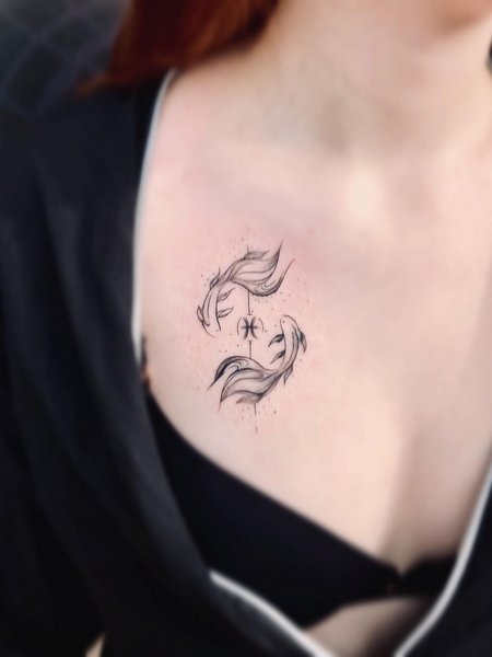 Pisces Chest Tattoo