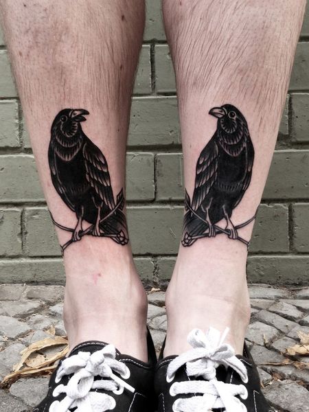 Raven Leg Tattoo
