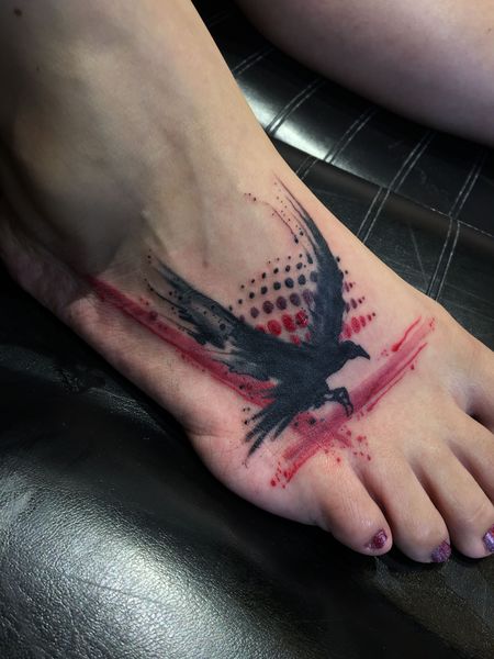 Raven Tattoo on Foot