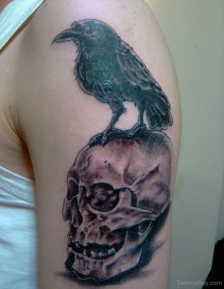 Raven With Skull on Shoulder