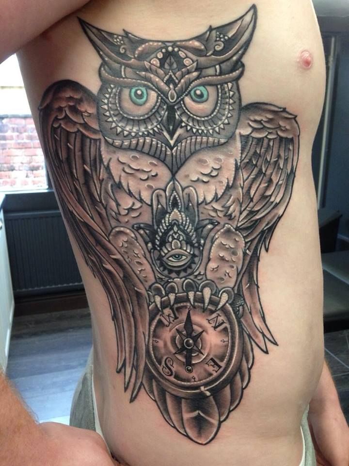 Rib Owl Tattoo