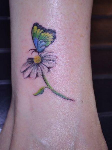 Butterfly And Daisy Tattoo