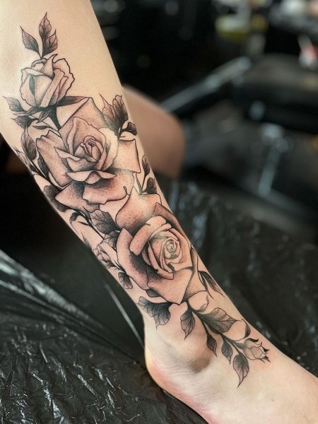 Rose Tattoo On Ankle