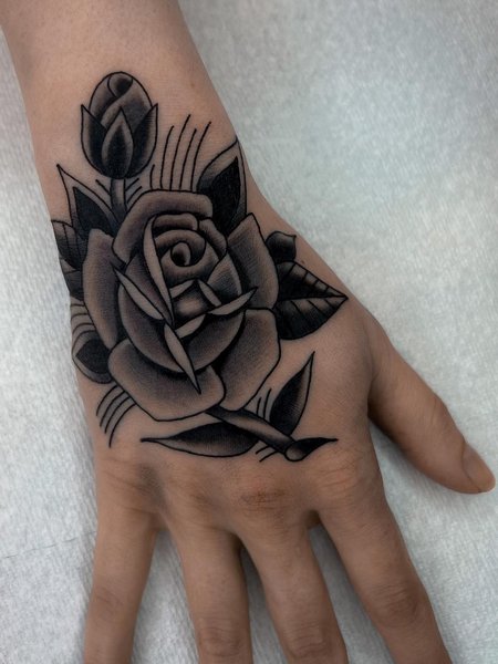 Rose Tattoo On Hand