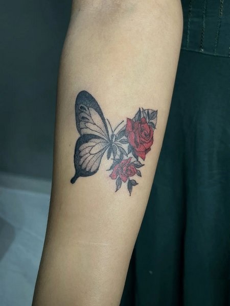 Rose With A Butterfly Tattoo