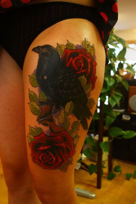 Rose and Raven Tattoo